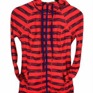 Lukka Womens S Small Striped Full-Zip Hoodie Jacket In Pink & Purple